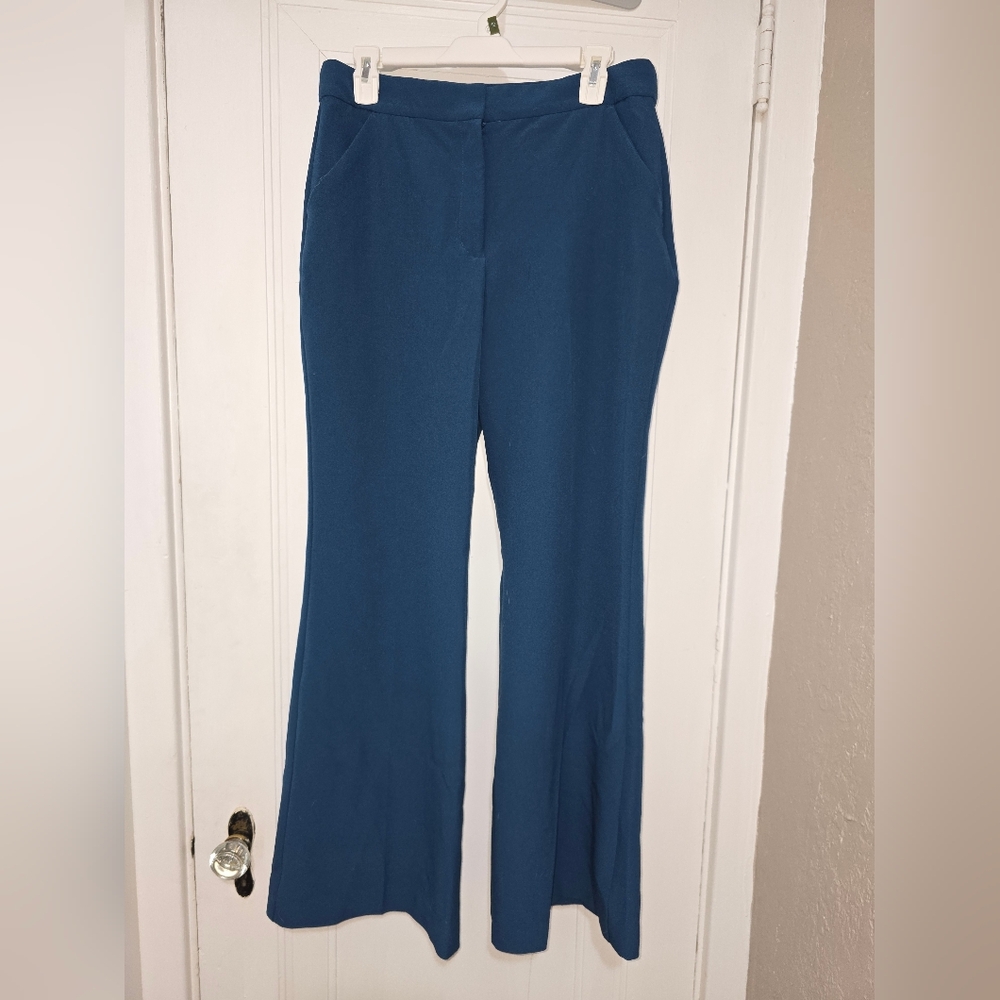 Express Women's Editor Teal Flare Pants Size 10R